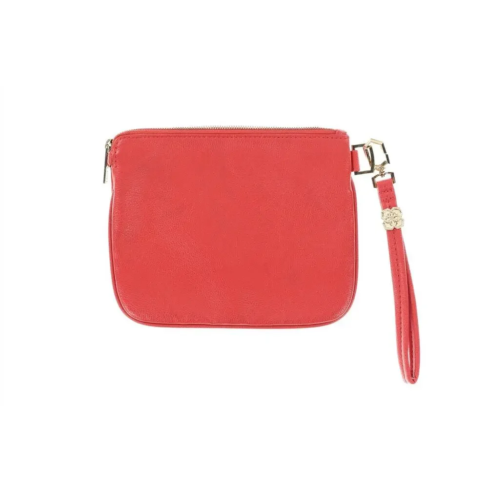 Kendra Scott Red Medium Faux Leather Wristlet Make Up Travel Bag